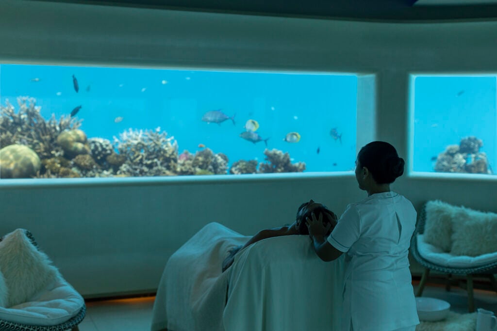 underwater spa in the maldives at huvafen fushi